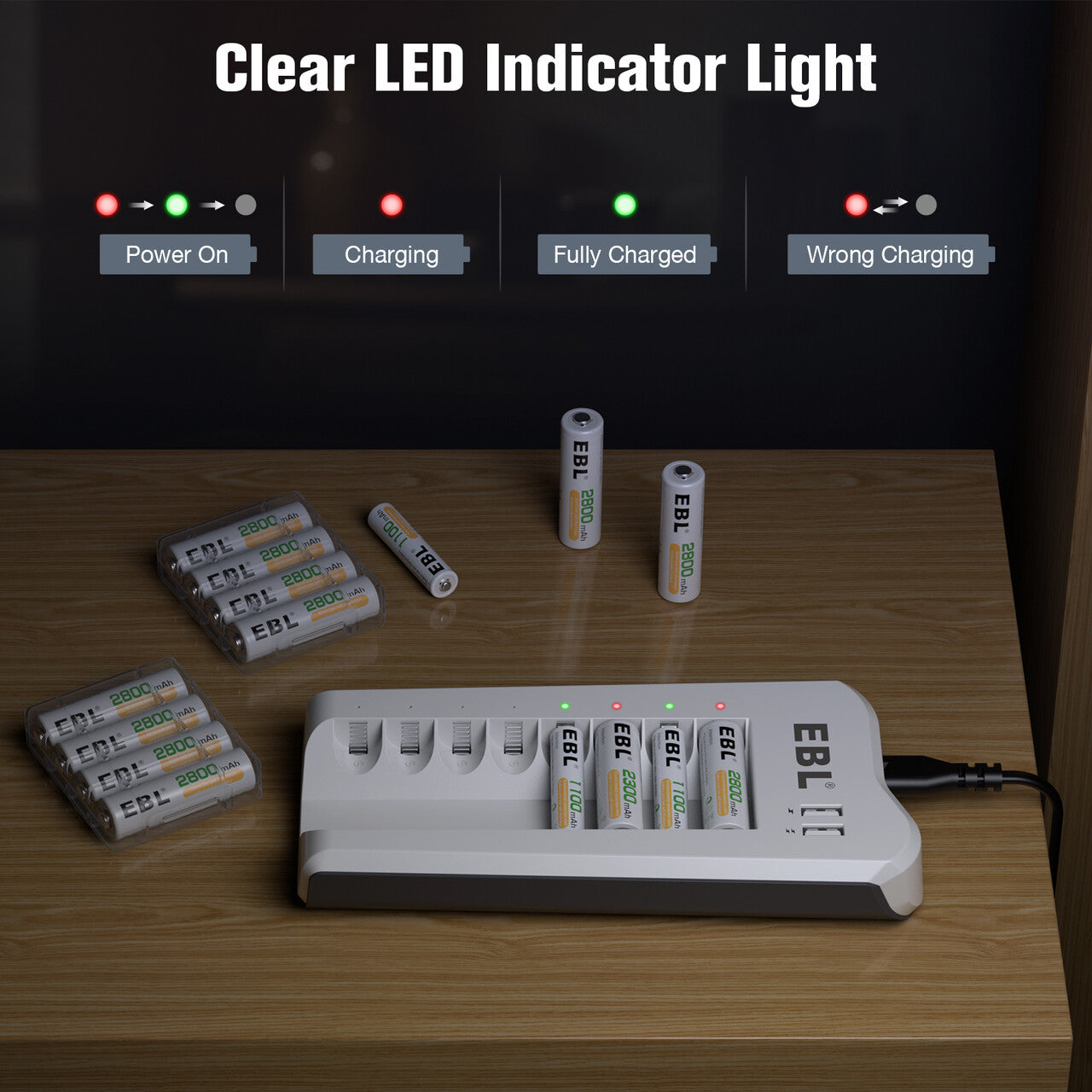 EBL Smart 8 Bay Individual Battery Charger
