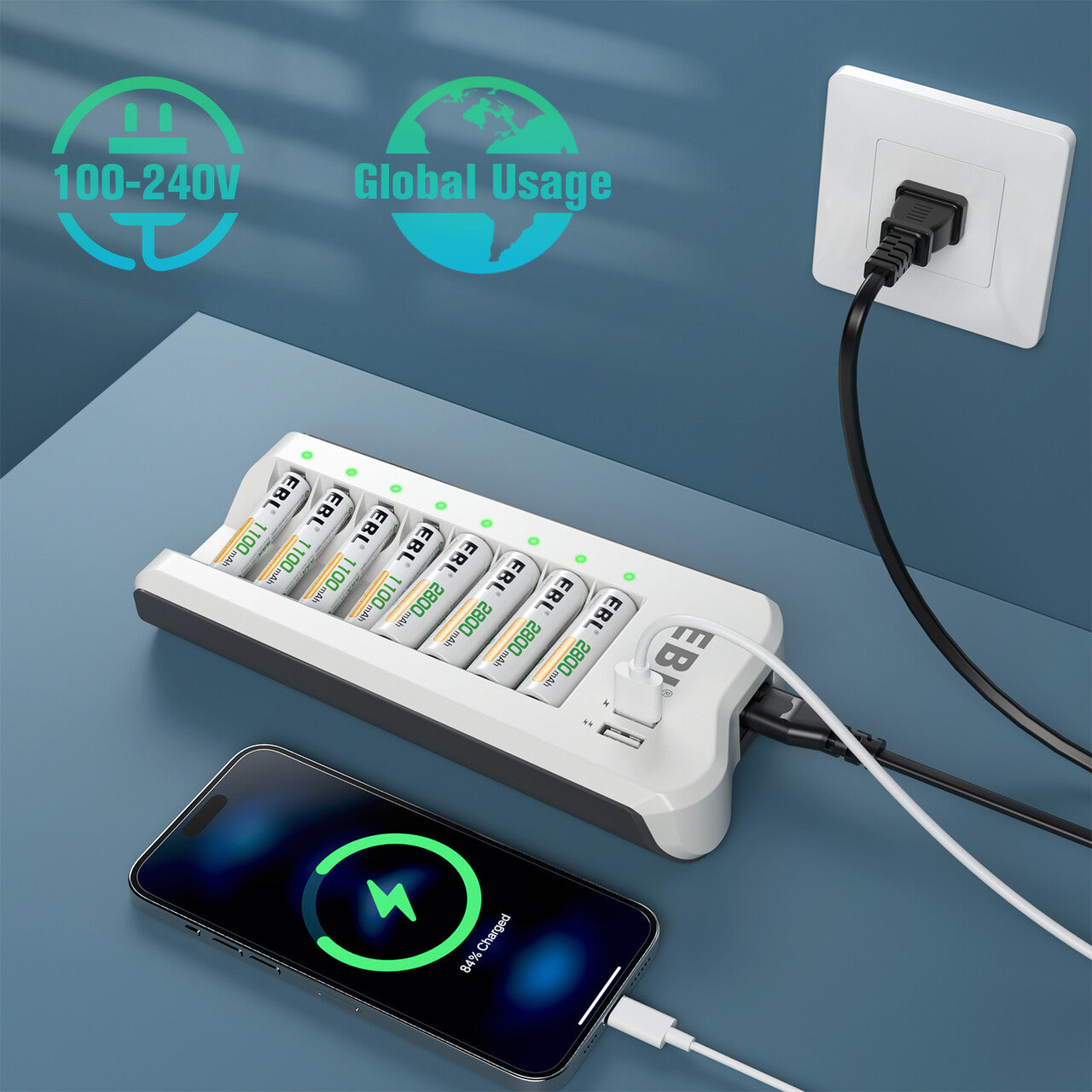EBL Smart 8 Bay Individual Battery Charger