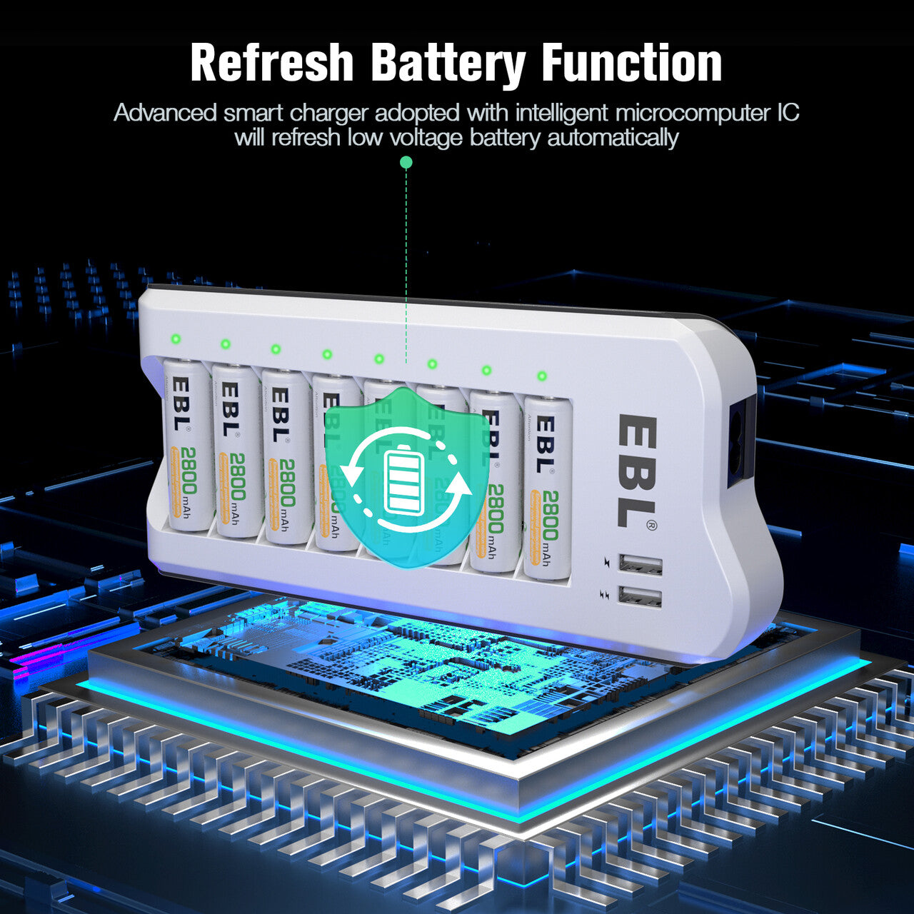 EBL Smart 8 Bay Individual Battery Charger