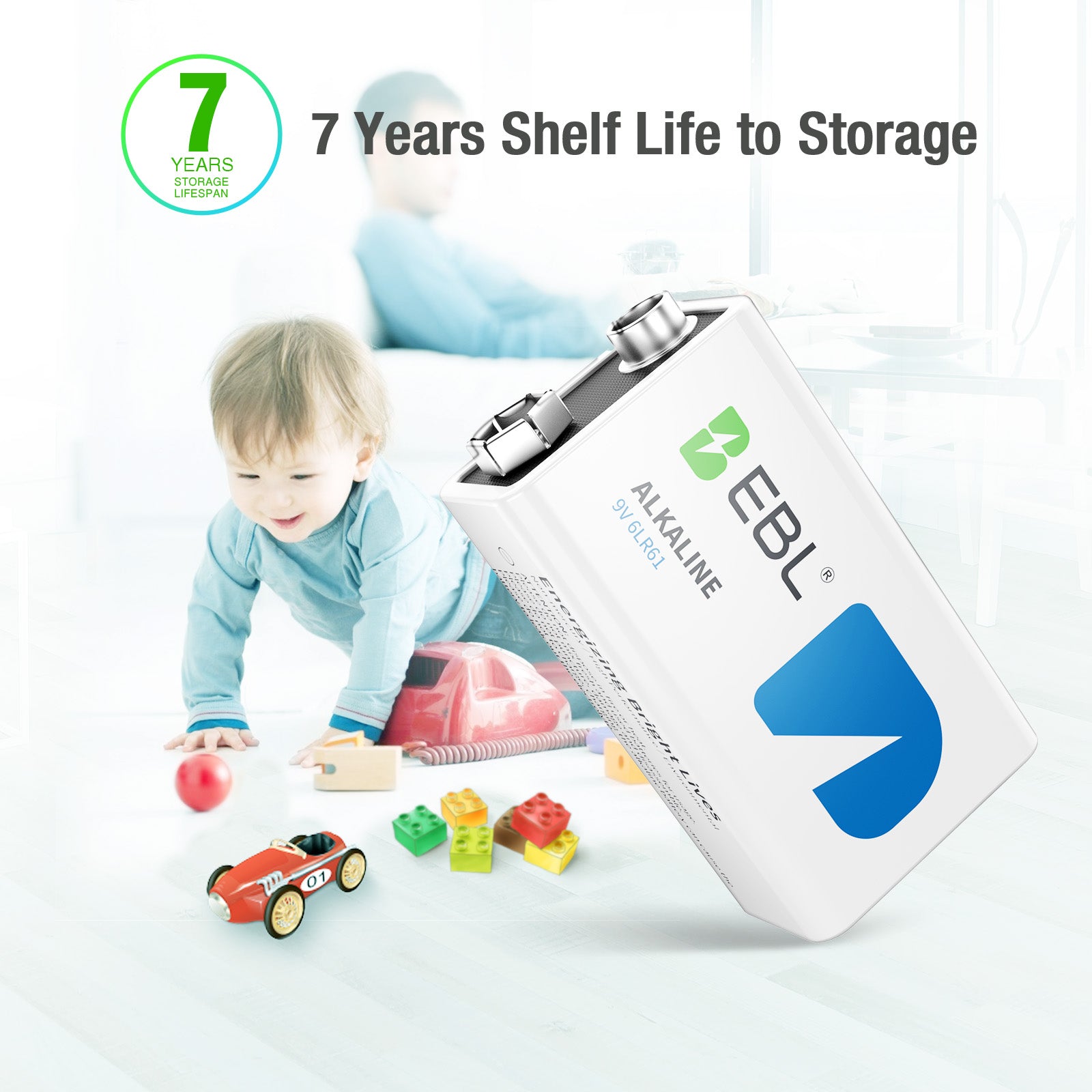 EBL 9V Batteries - Alkaline 9V Battery 2 Pack