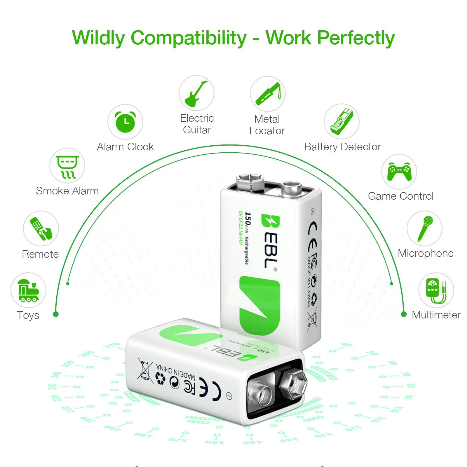 EBL 9V Rechargeable Ni-MH Battery 150mAh