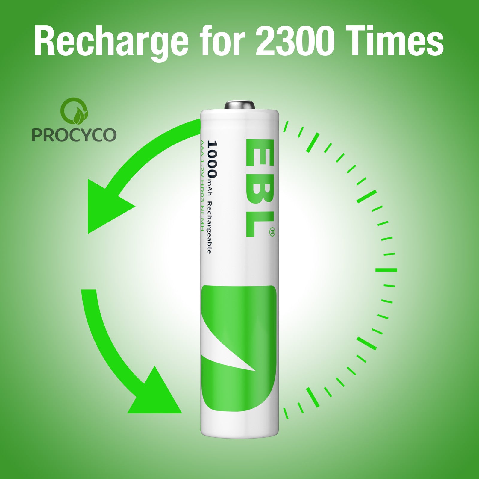 EBL AAA Rechargeable Batteries (4 Counts) 1000mAh