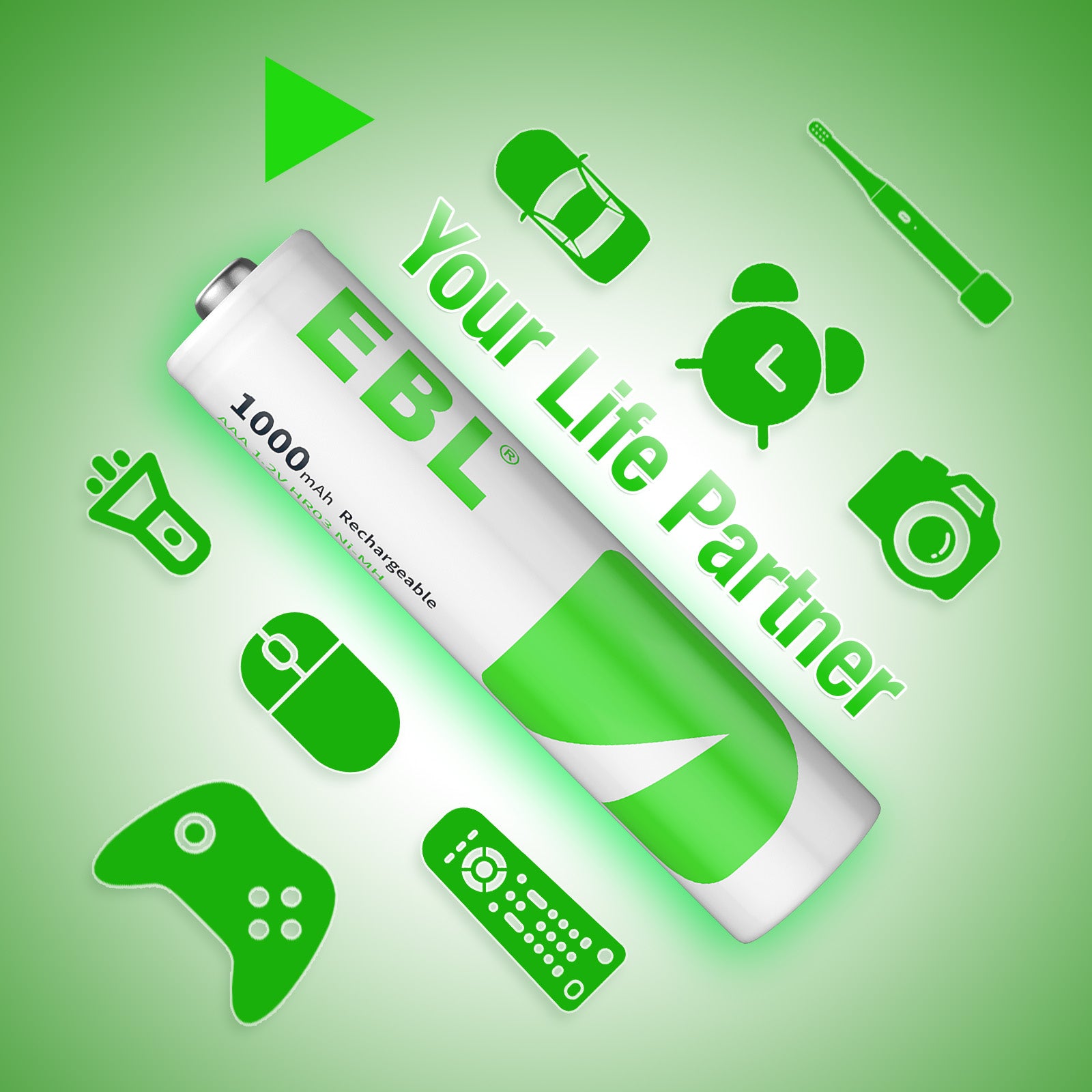 EBL AAA Rechargeable Batteries (4 Counts) 1000mAh