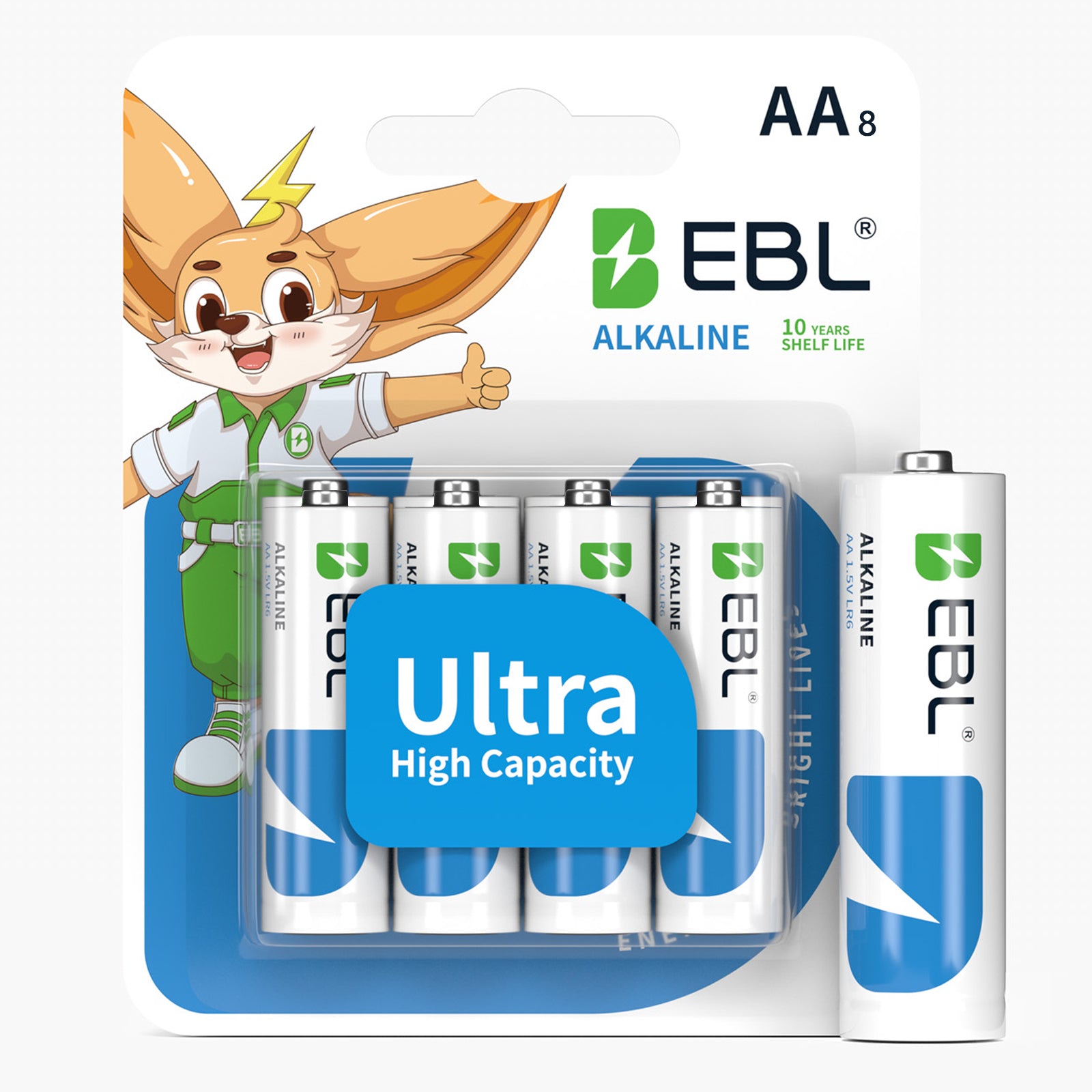EBL AA Batteries 8 Pack 1.5V Alkaline Double A Batteries