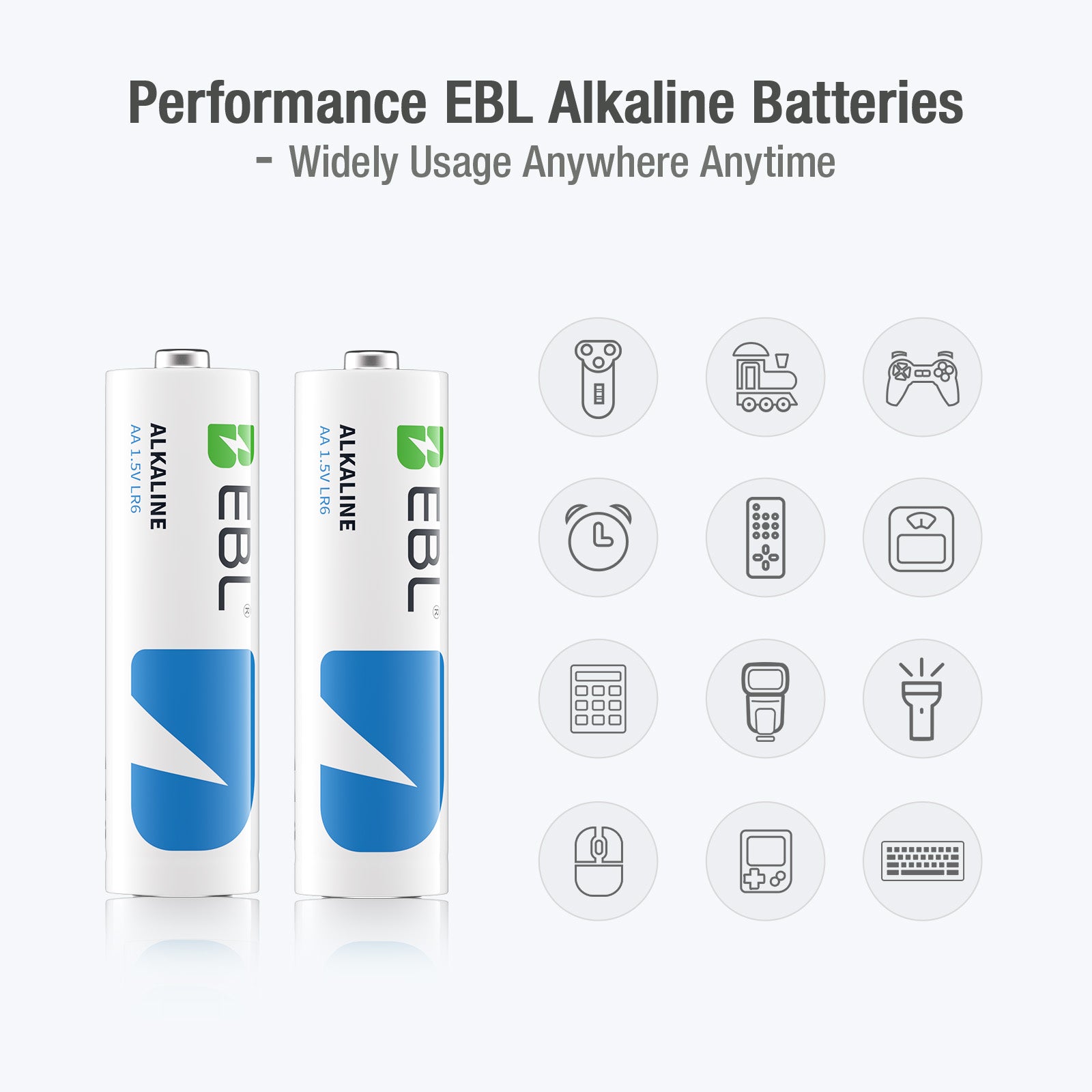 EBL AA Batteries 8 Pack 1.5V Alkaline Double A Batteries