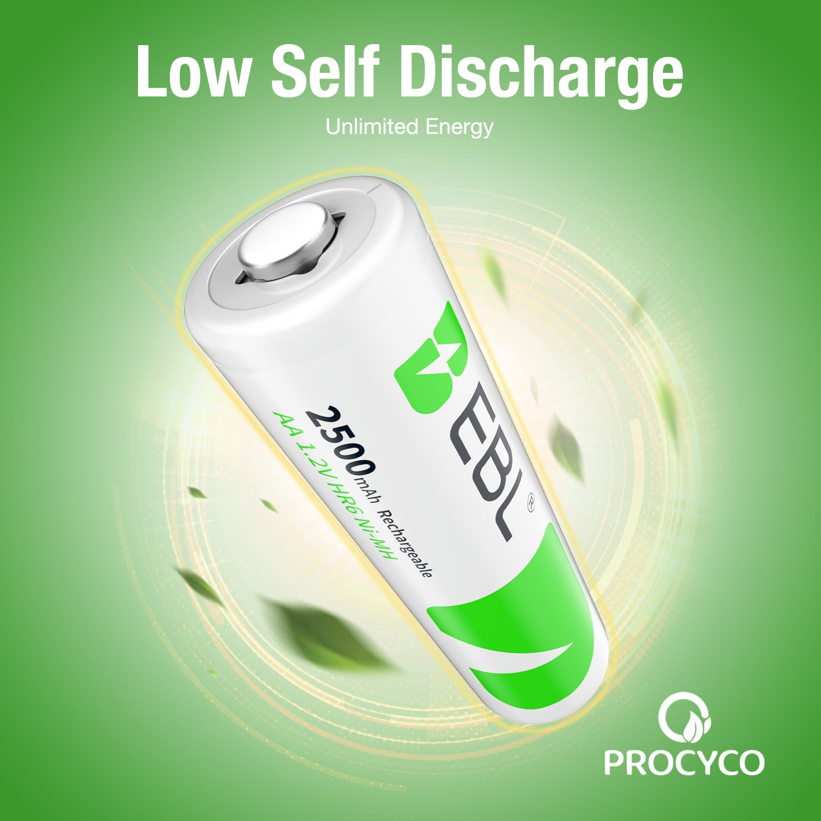EBL AA 2500mAh High Performance Ni-MH Rechargeable Batteries, 4 Pack
