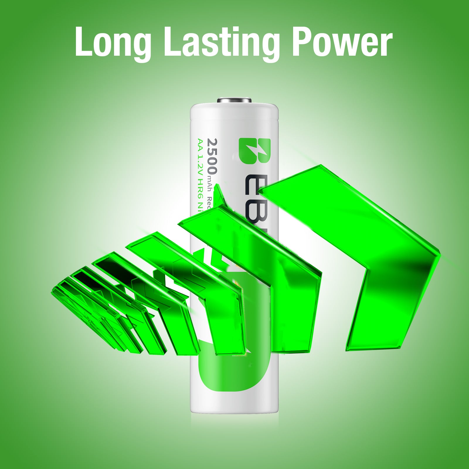 EBL AA 2500mAh High Performance Ni-MH Rechargeable Batteries, 4 Pack