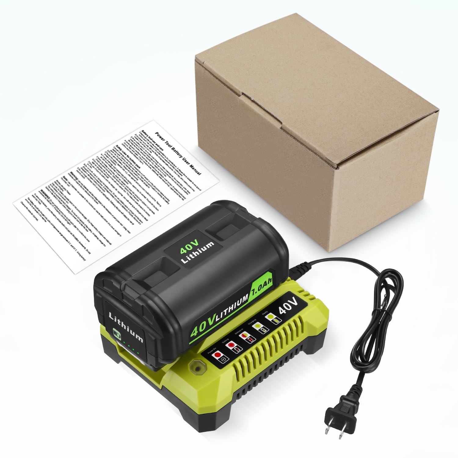 Replacement Battery 40V 7.0Ah for Ryobi with OP401 Charger