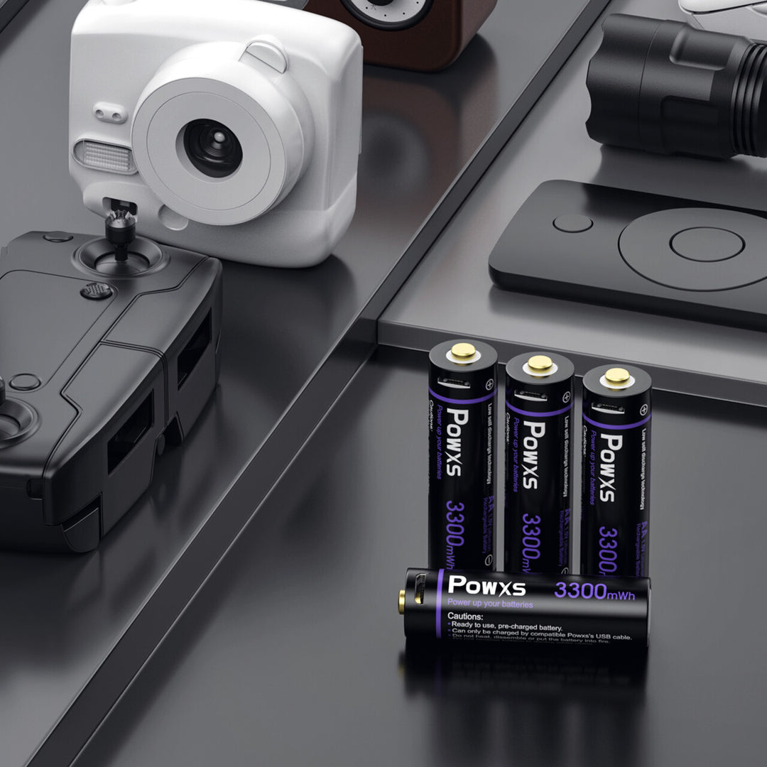 POWXS Rechargeable AA Lithium Batteries USB