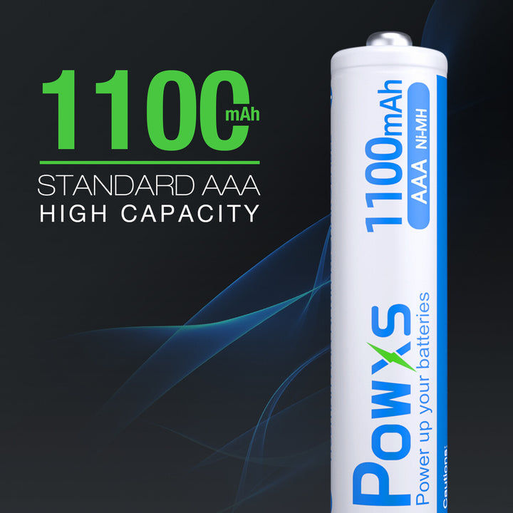 POWXS AAA Rechargeable Batteries 1100mAh 16 Count