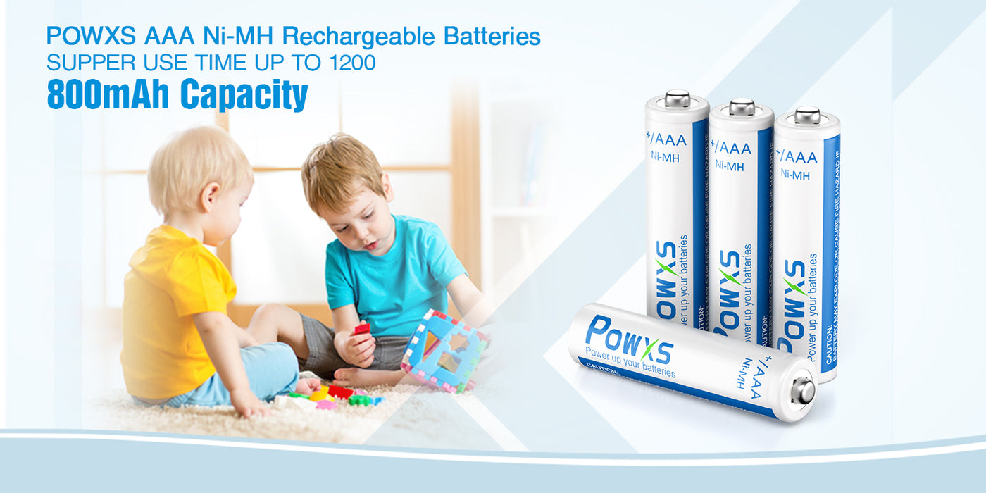 POWXS AAA Ni-MH Rechargeable Batteries 800mAh