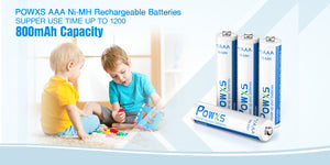POWXS AAA Ni-MH Rechargeable Batteries 800mAh