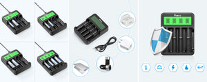 4 Slots Universal Lithium Battery Charger for 3.7V Lithium Rechargeable Batteries