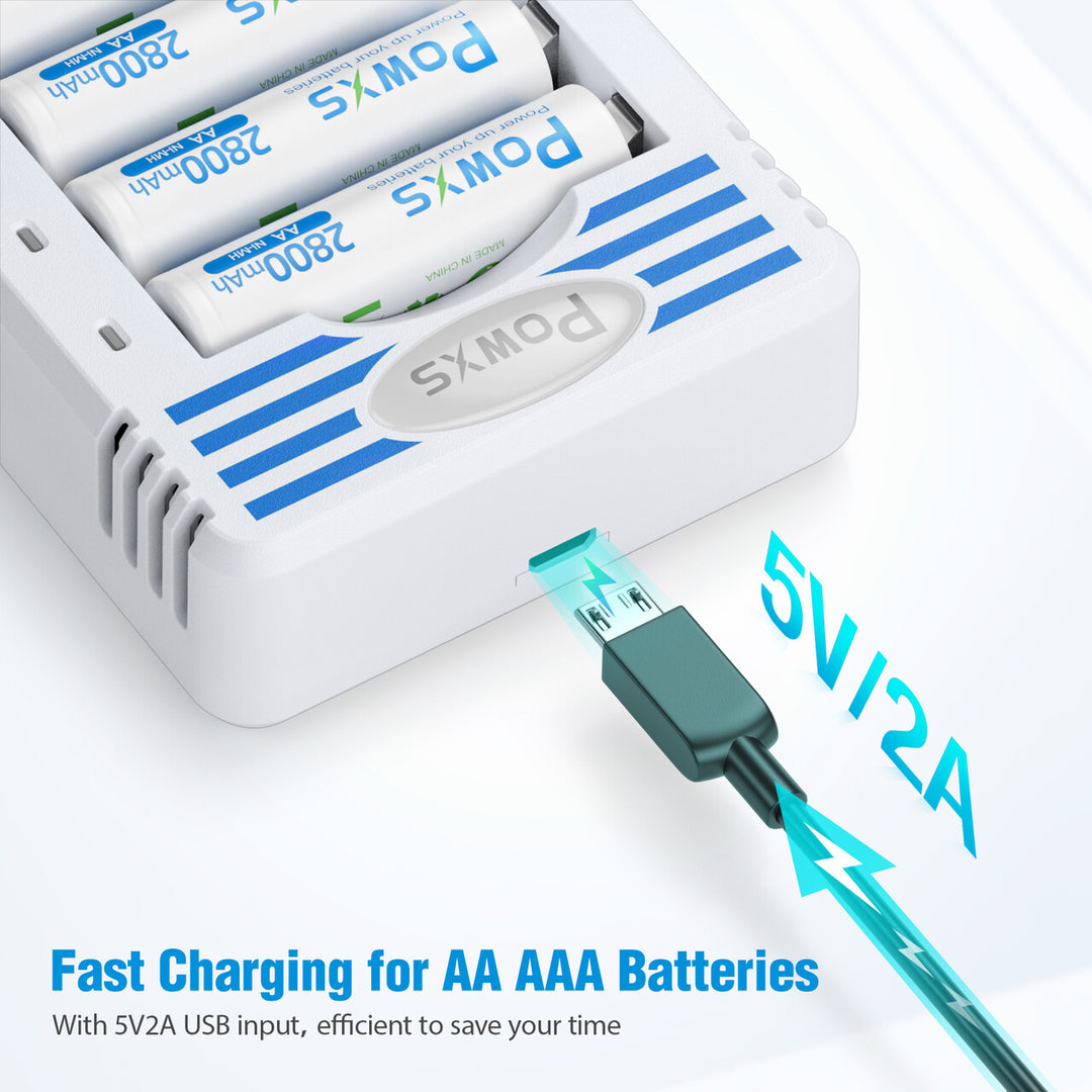 POWXS 8 Bay AA AAA Batteries Charger