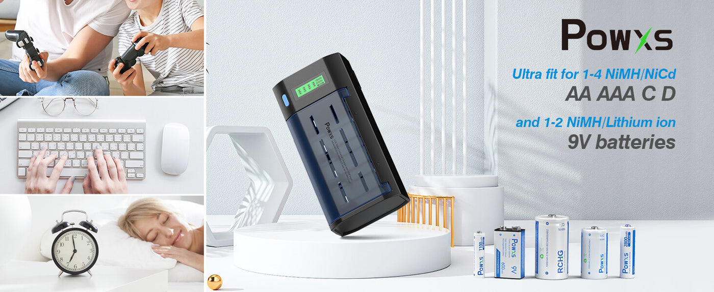 Smart LCD Universal Battery Charger for C D AA AAA 9V Batteries
