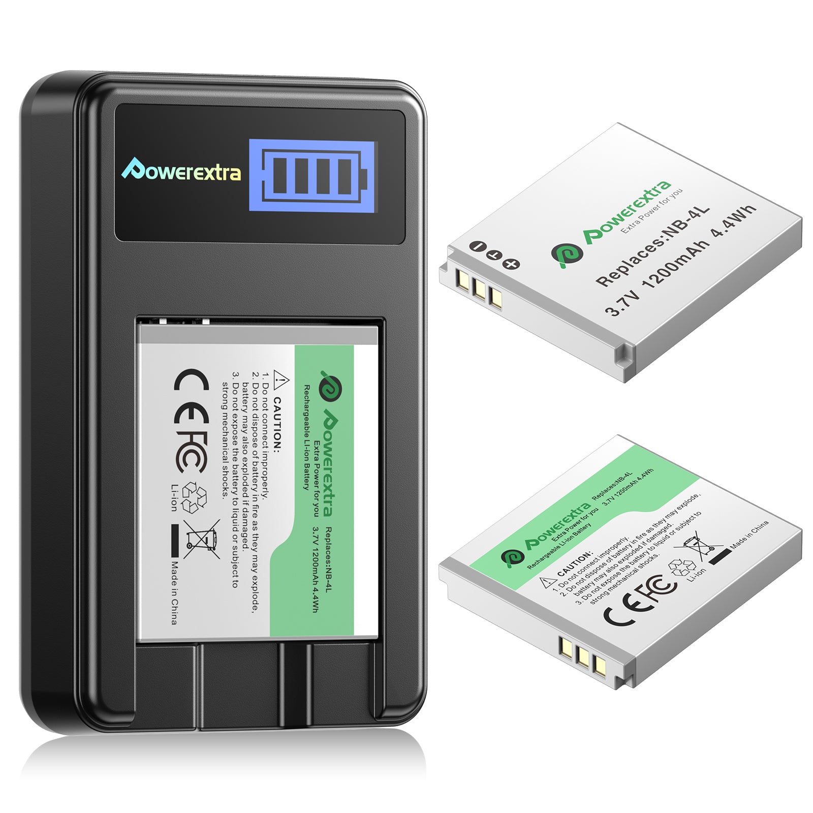 2-Pack NB-4L 1200mAh Rechargeable Camera Batteries with LCD Charger for Canon PowerShot – Travel & Vlogging Backup