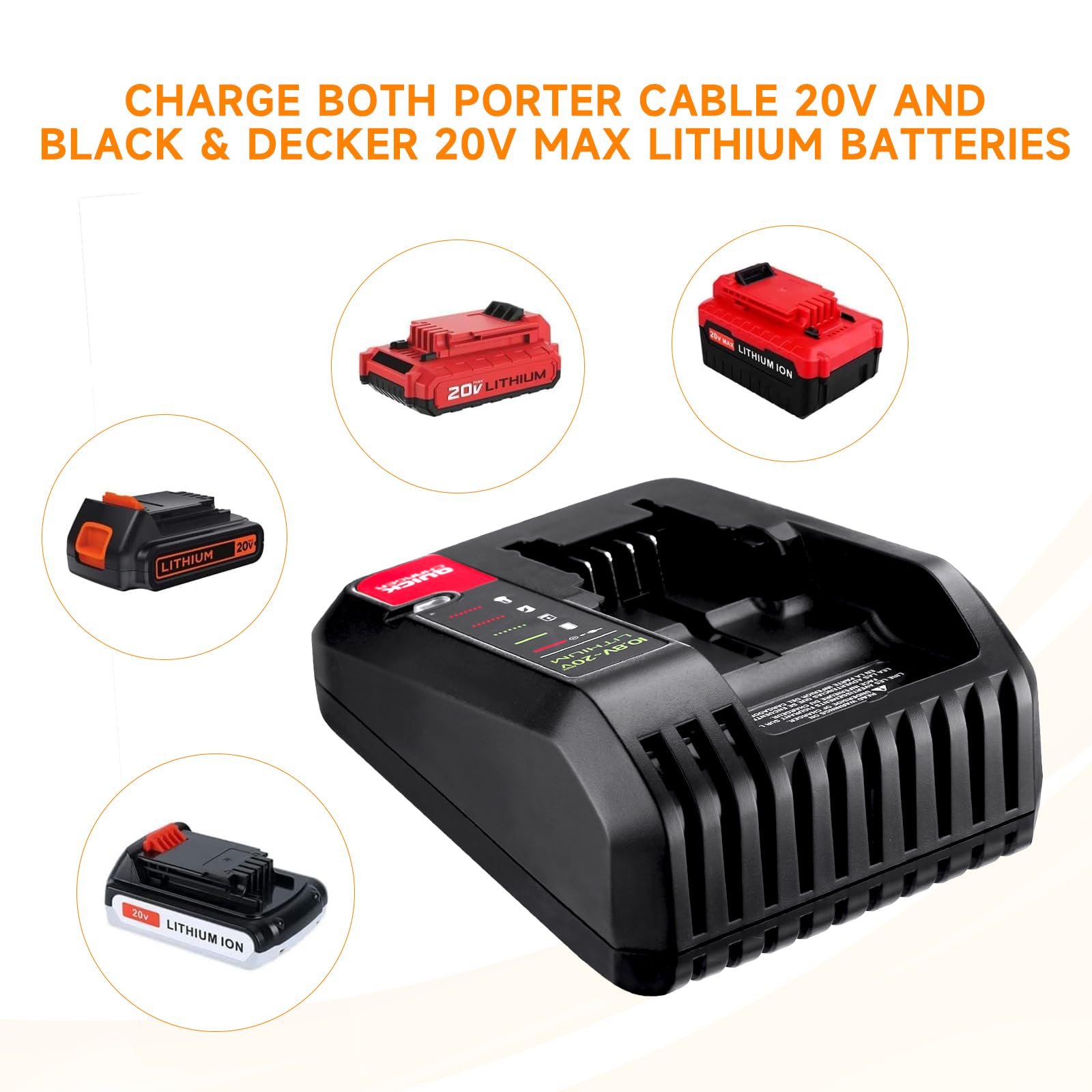 PCC692L 20V Fast Charger for Black & Decker & Porter-Cable Battery