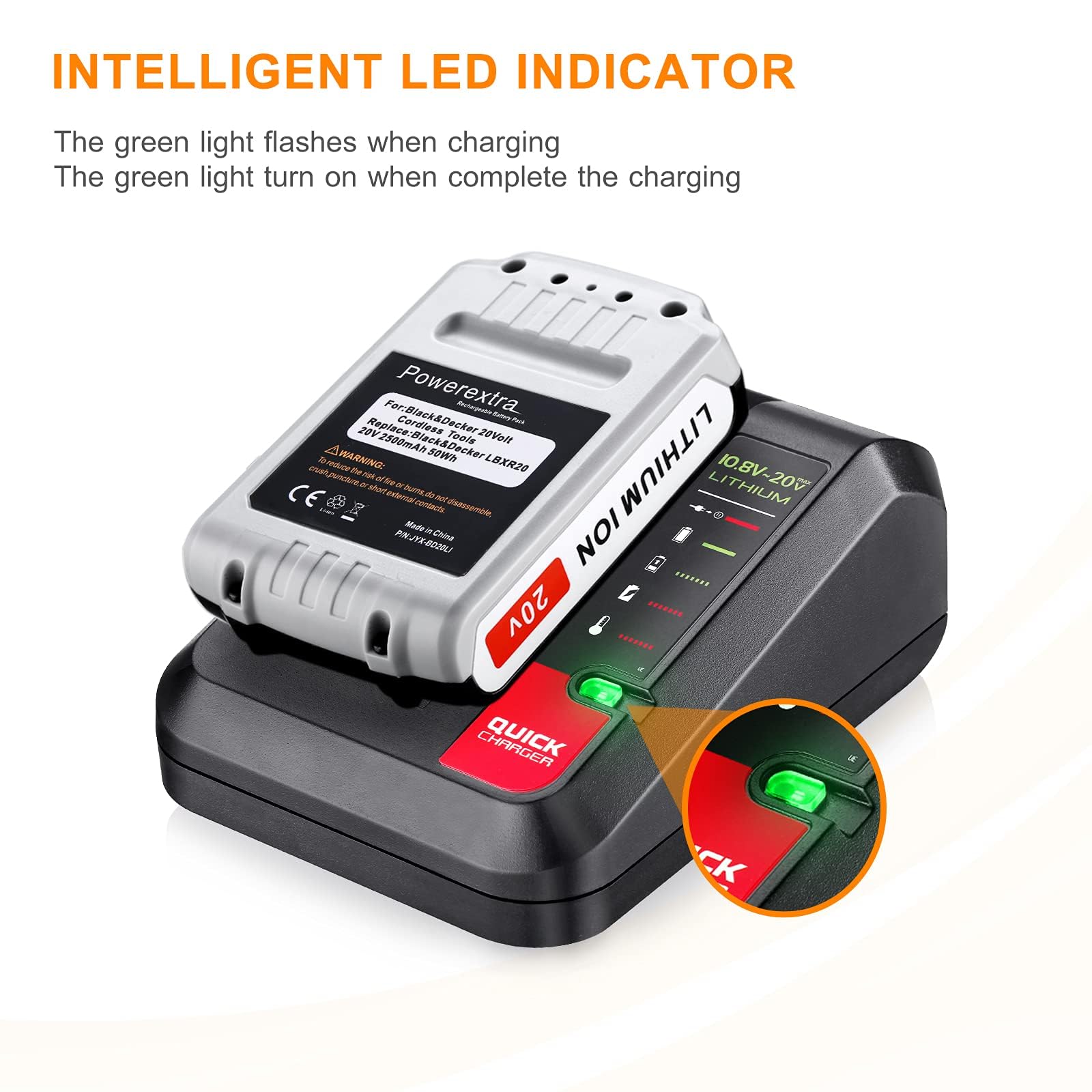 PCC692L 20V Fast Charger for Black & Decker & Porter-Cable Battery