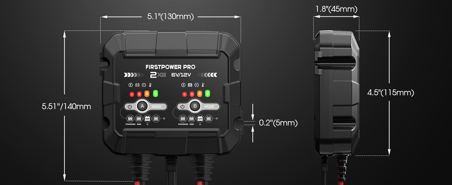 2-Bank 4A Trickle Charger for Car Motorcycle Battery