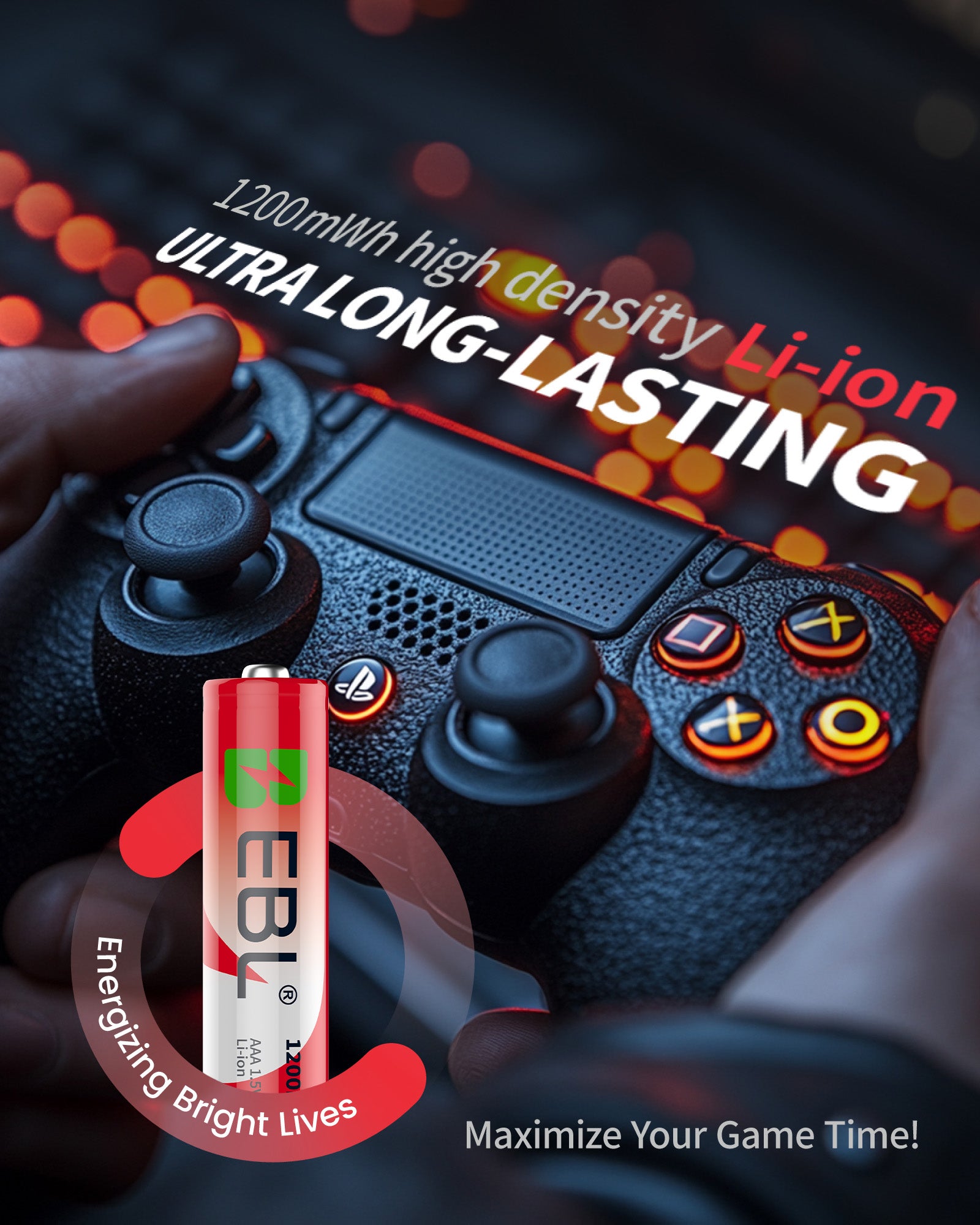 Baterías recargables de iones de litio EBL 1,5 V AAA 1200 mWh