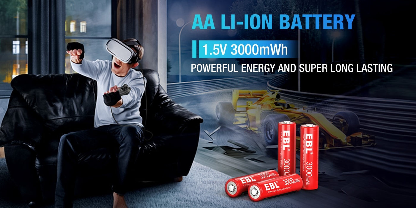 AA Rechargeable Li-ion Battery 1.5V 3000mWh