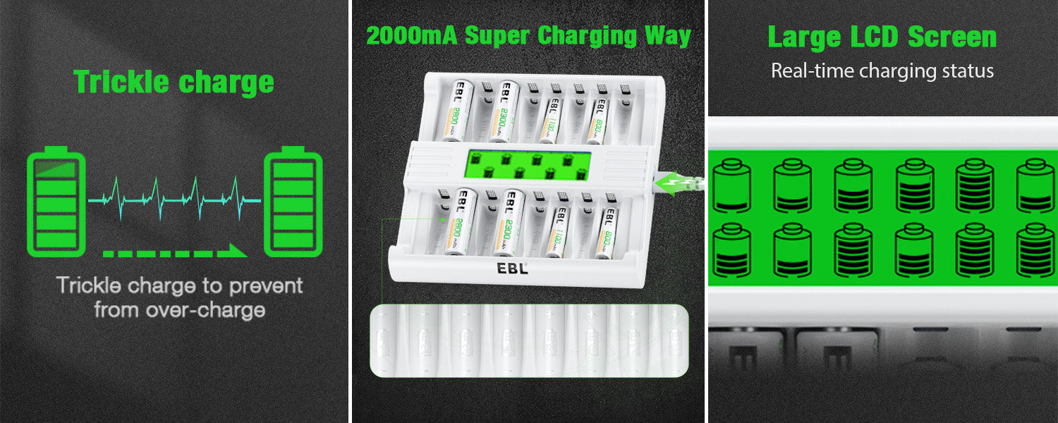 EBL RM78 16 Slots LCD Battery Charger for NiMH AA AAA Batteries
