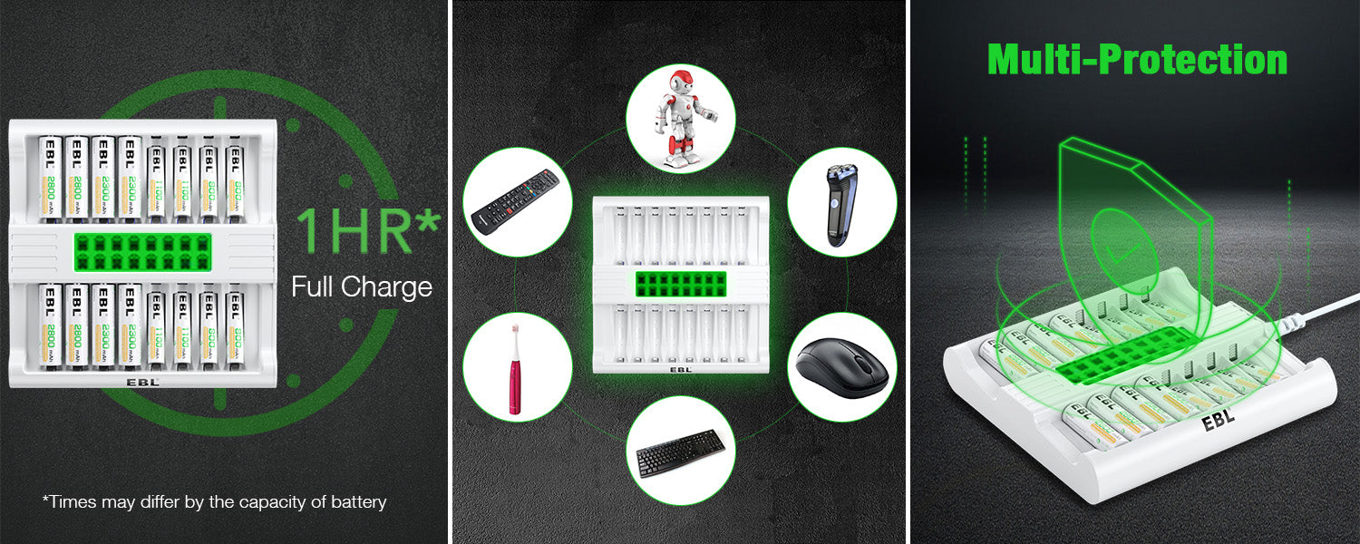 EBL RM78 16 Slots LCD Battery Charger for NiMH AA AAA Batteries