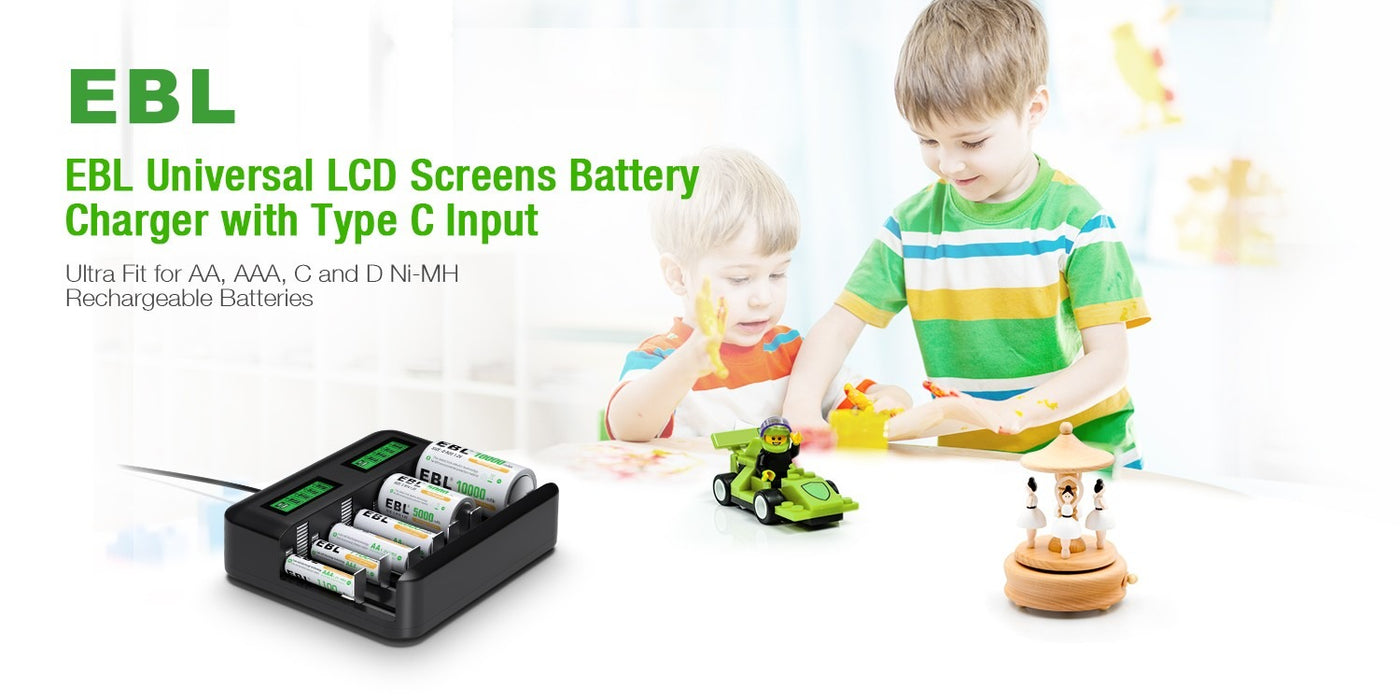 EBL 8 Bay LCD Universal Battery Charger for AA AAA C D Ni-MH Batteries