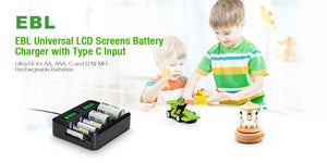 EBL 8 Bay LCD Universal Battery Charger for AA AAA C D Ni-MH Batteries
