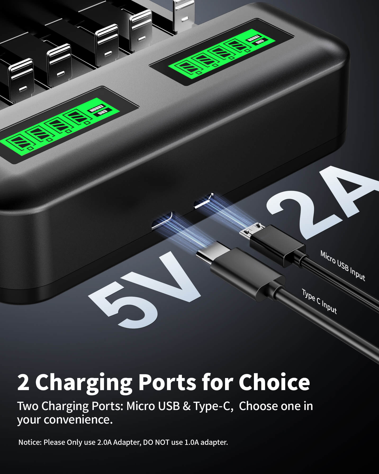 EBL C9008 8 Bay LCD Universal Battery Charger for AA AAA C D Ni-MH Batteries