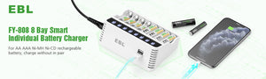 EBL FY-808 8-Bay AA AAA Ni-MH Ni-CD Individual Battery Charger
