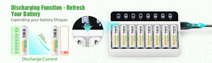 Discharge Function - EBL FY-808 8-Bay AA AAA Ni-MH Ni-CD Individual Battery Charger