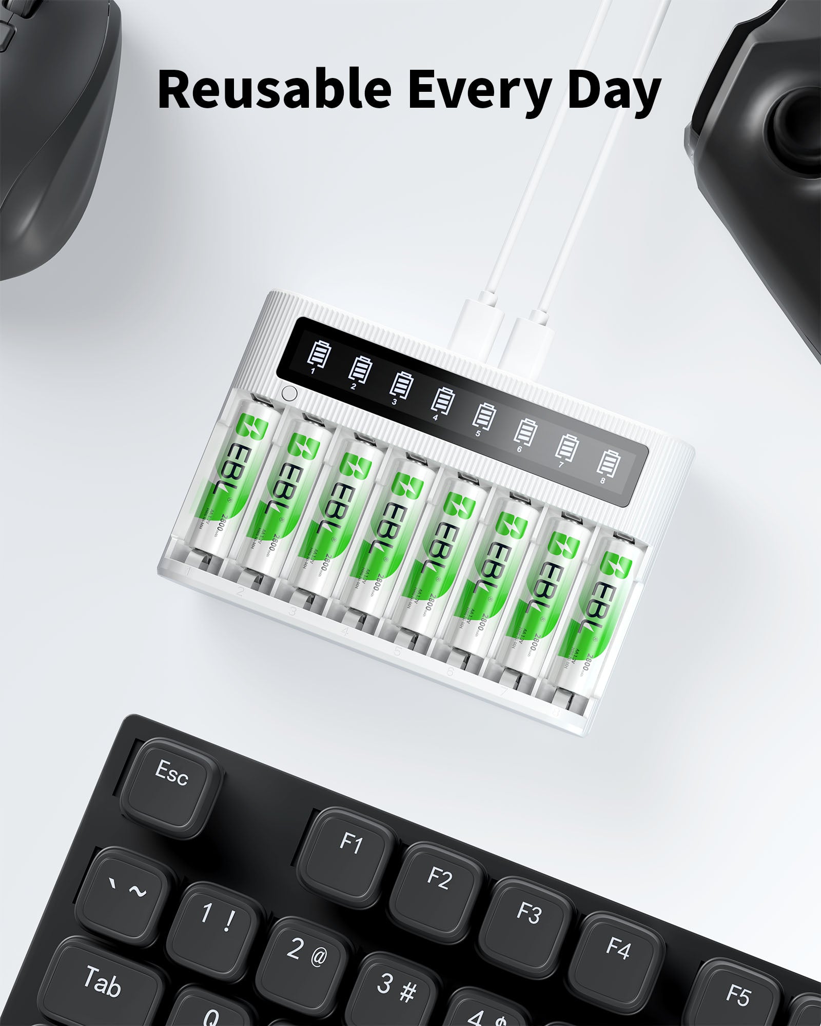 EBL FY-809 LCD Battery Charger for AA AAA Ni-MH Ni-CD Rechargeable Batteries