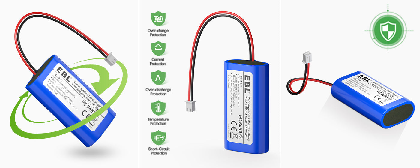 EBL 7.4V 2200mAh Lithium Rechargeable Batteries