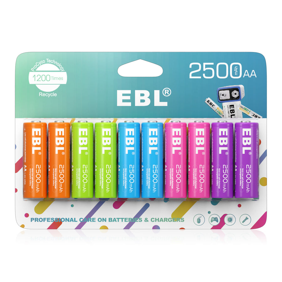EBL Rechargeable AA NiMH Batteries 2500mAh New Package