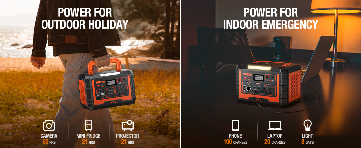 EBL MP1000 Portable Power Station for Indoor and Outdoor Emergency Use