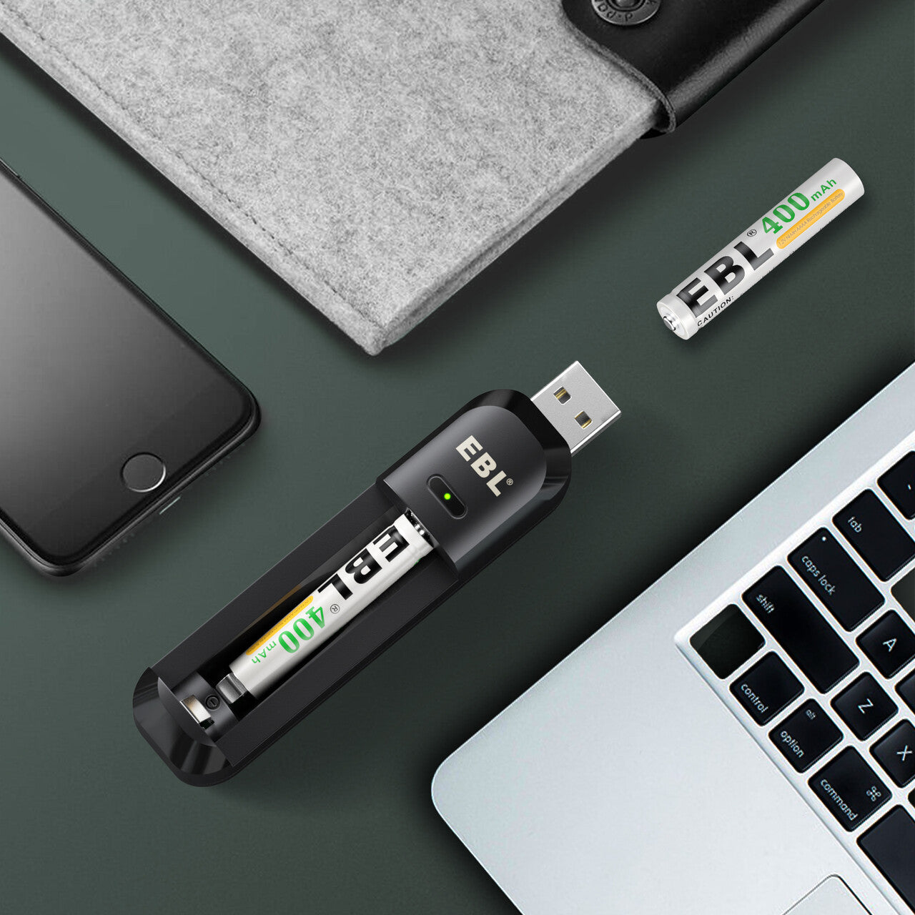 EBL Smart AAAA Battery Charger with 2 Pack 400mAh Rechargeable AAAA Ba