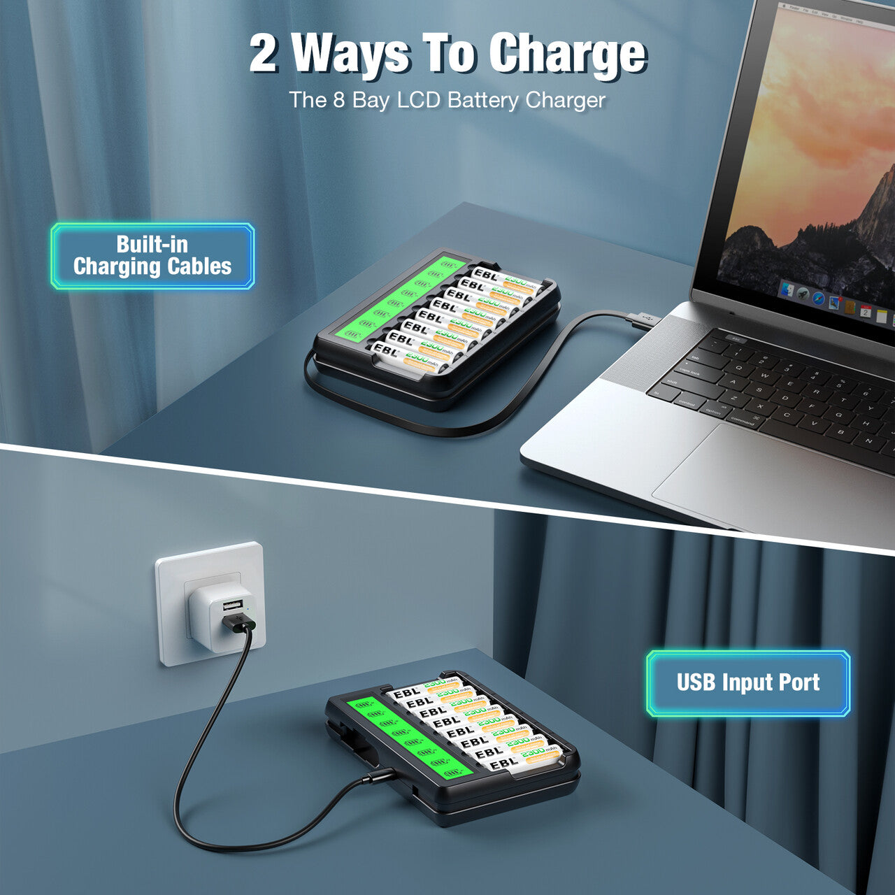 EBL LCD Smart Battery Charger and Rechargeable AA Batteries