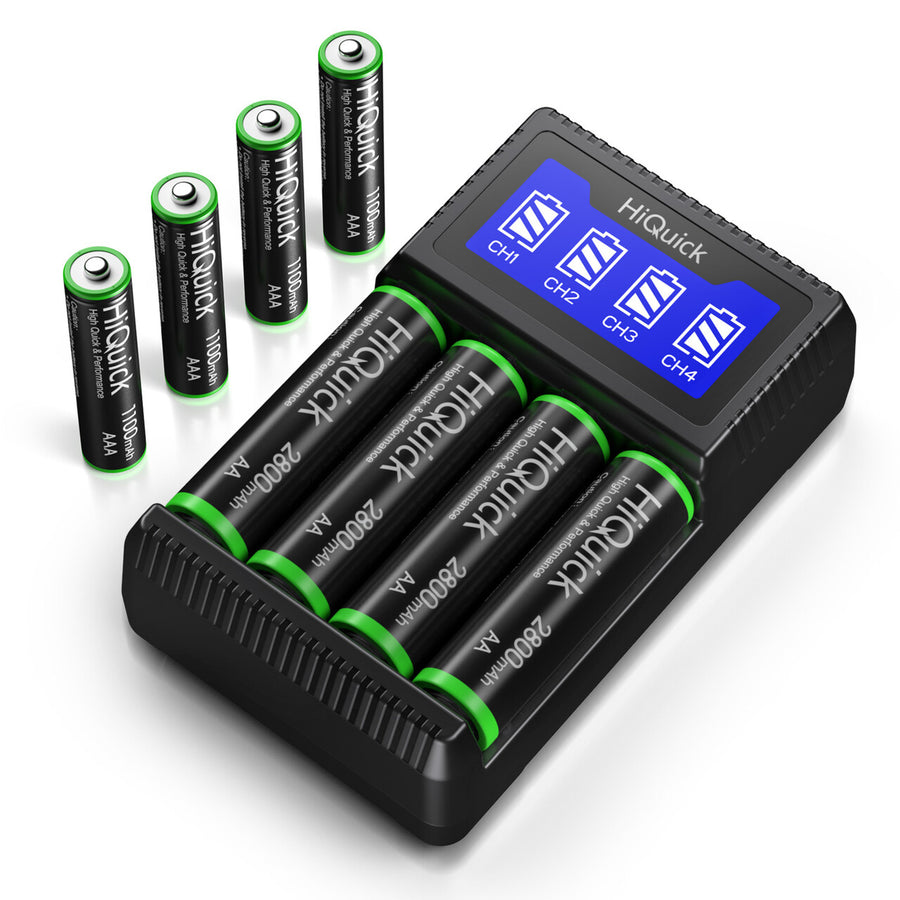 HiQuick Rechargeable AA AAA Batteries with Charger