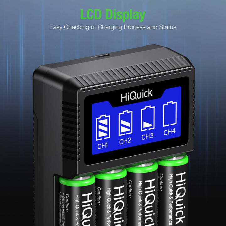 HiQuick Rechargeable AA AAA Batteries with Charger
