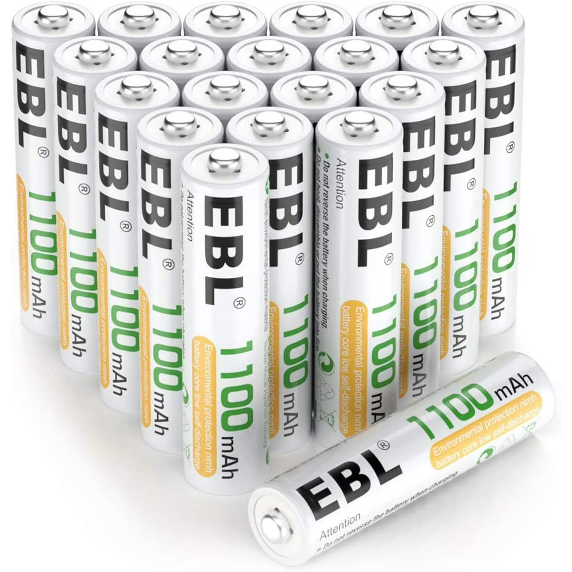 Paquete de 20 pilas recargables AAA EBL alcalinas Ni-MH de 1100 mAh