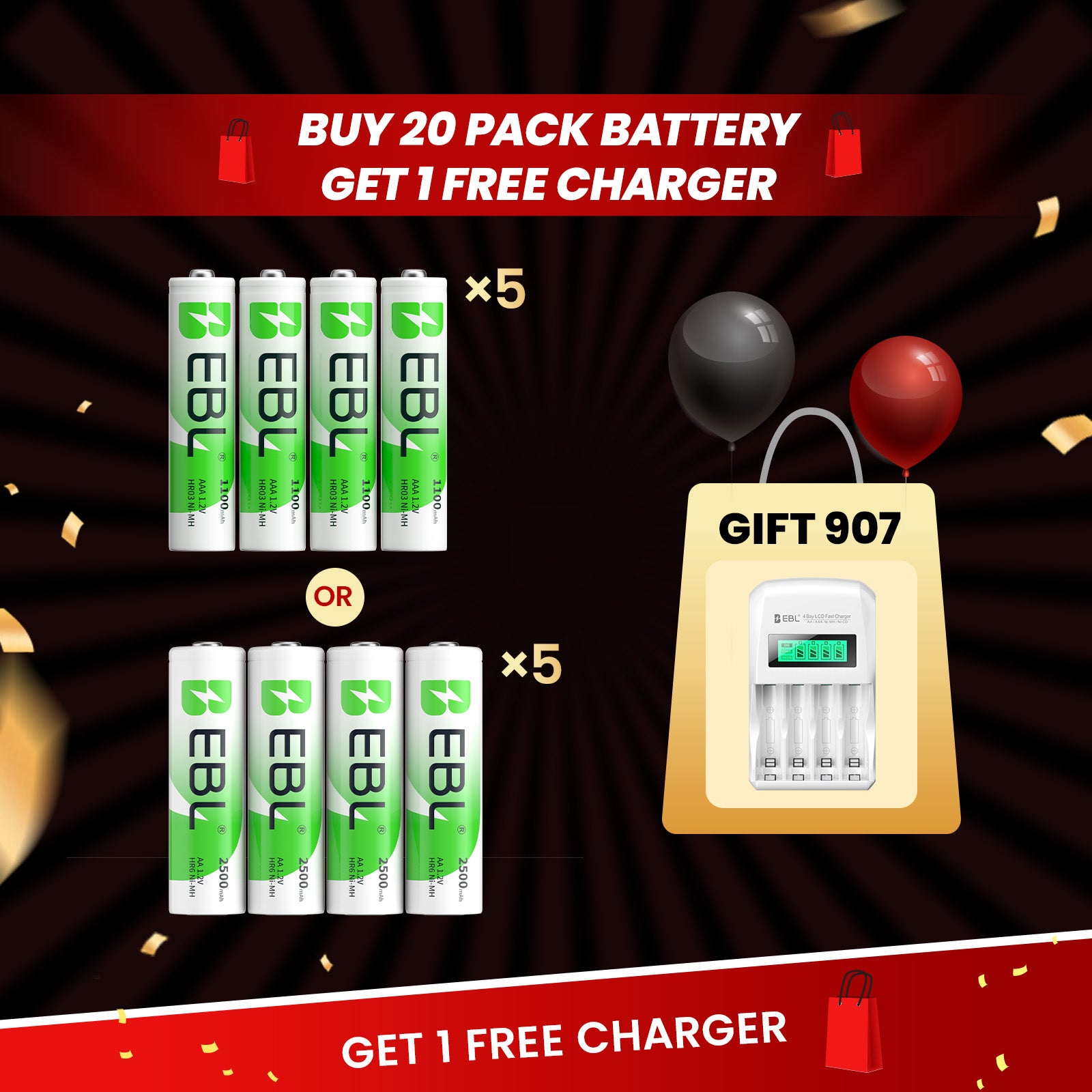 Pilas Recargables EBL AA Ni-MH 1.2V 2500mAh