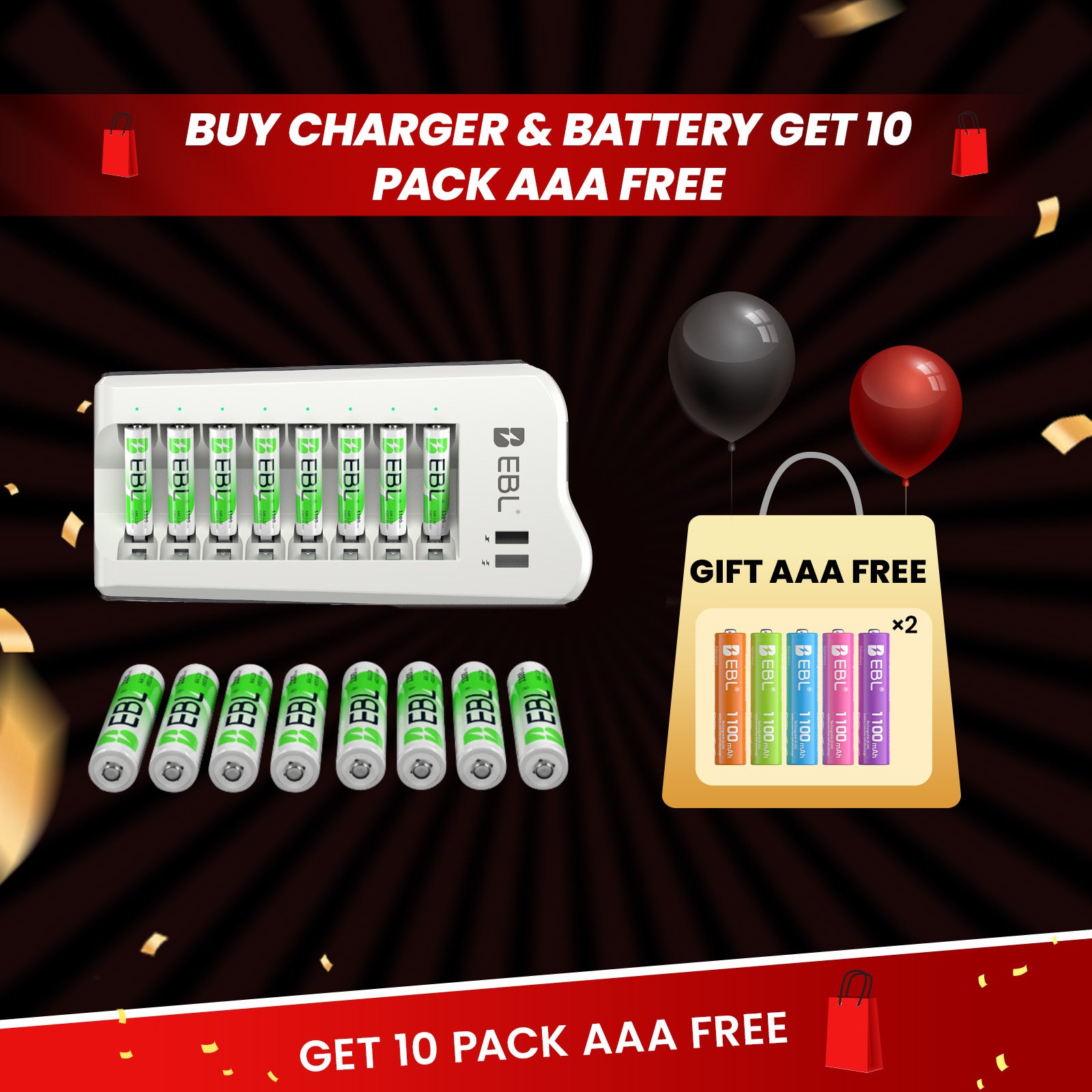 Cargador de batería EBL actualizado 808U con baterías recargables AA/AAA Ni-MH