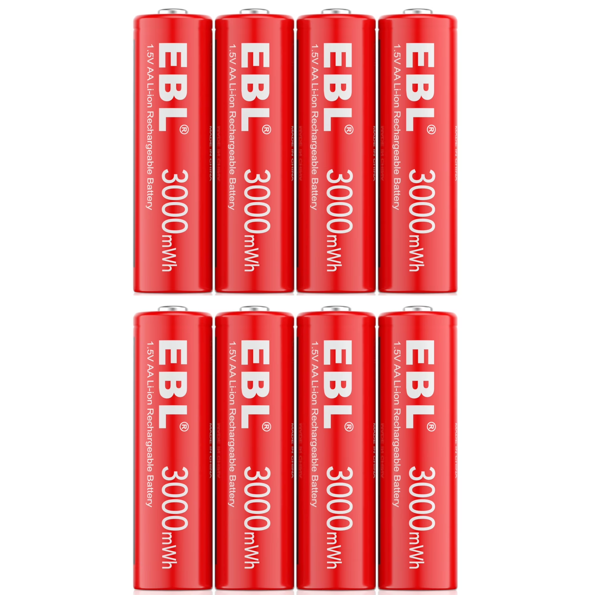 Pilas de litio EBL AA, 1,5 V, 3000 mWh, recargables, doble A, paquete de 8 unidades.