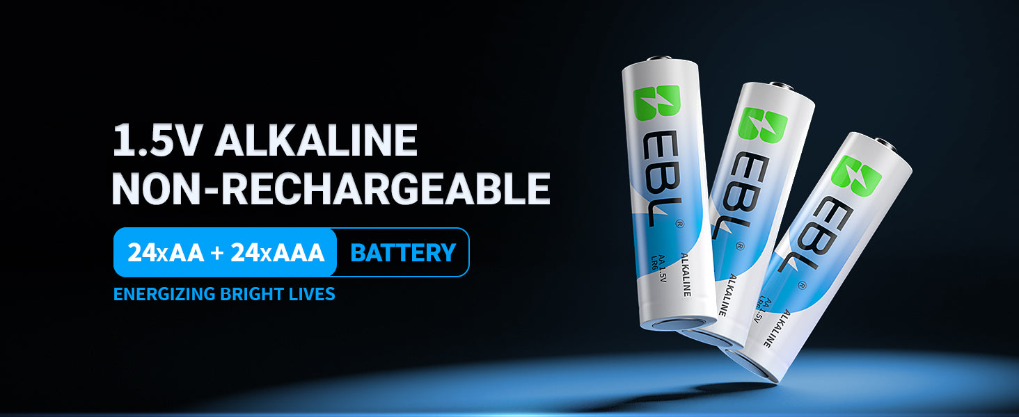 EBL 48 Pack AA & AAA 1.5V Alkaline Batteries Long-Lasting