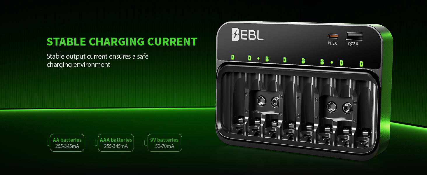 EBL PD 20W AA AAA 9V Battery Charger