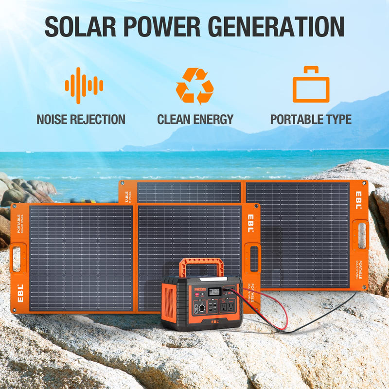 EBL Portable Power Station Voyager 1000 with 2 Solar Panels