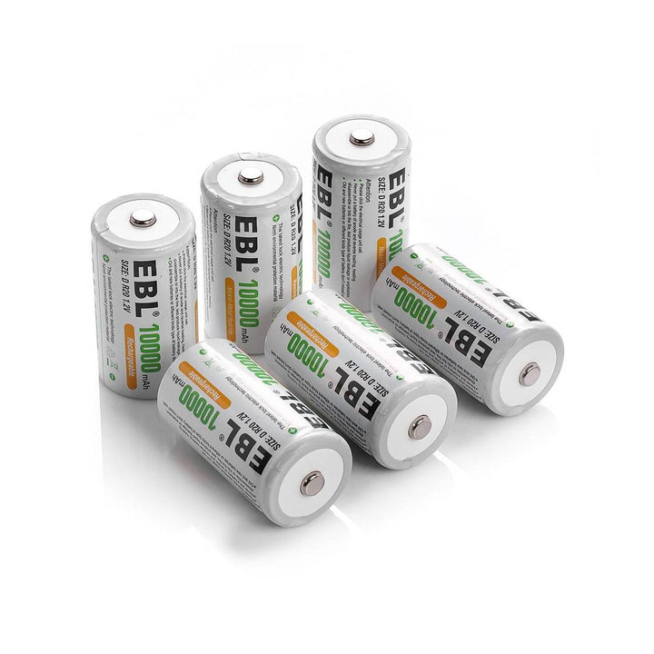 EBL 2/4/6/8Pcs D Size Rechargeable Batteries 1.2V 10,000mAh