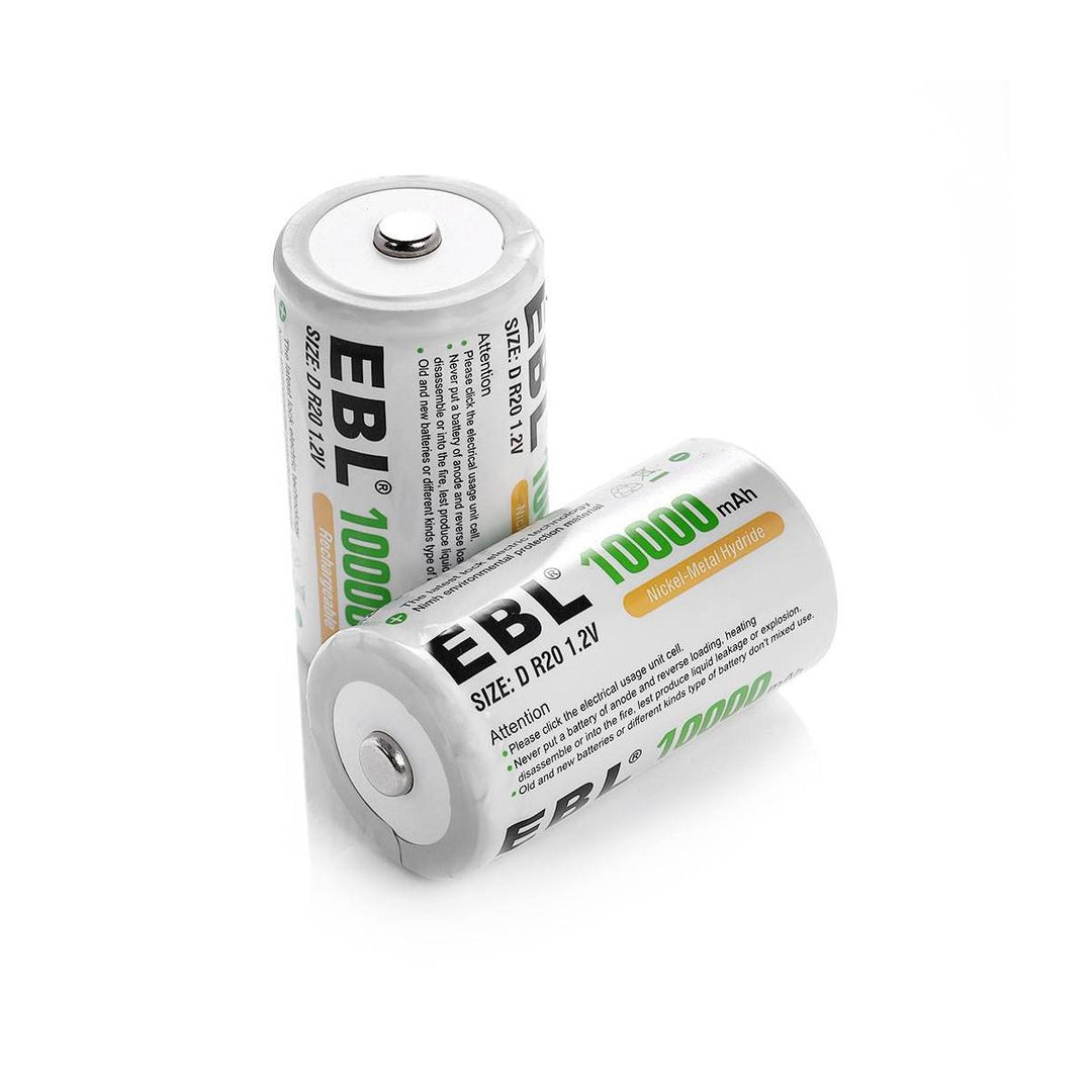 EBL Rechargeable D Batteries, 10000mAh Ni-MH High Capacity D Cell Battery,  4 Pack
