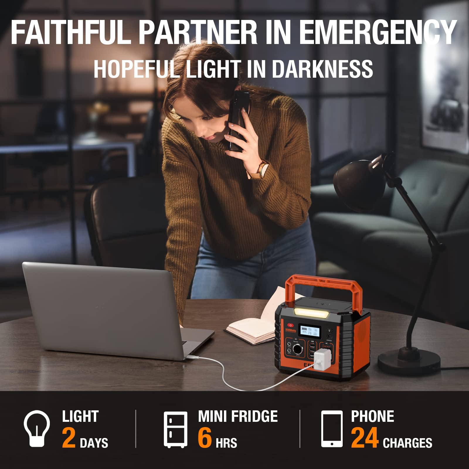 EBL Portable Power Station Voyager 330 with Solar Apollo 100W Solar Panel